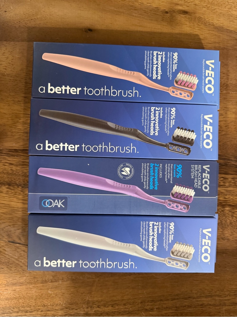 V-Eco Toothbrush Set — Pink, Black, Purple, Cream